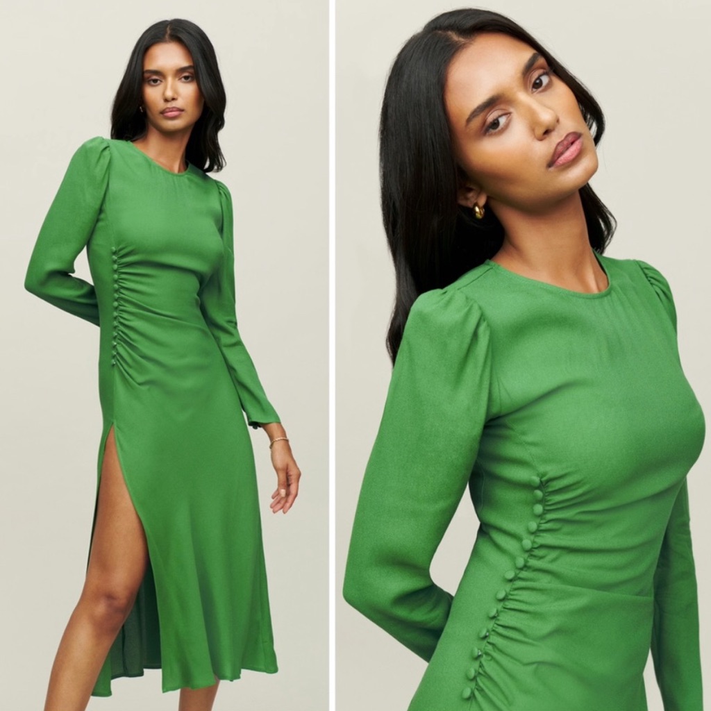 Reformation Green Freda Dress